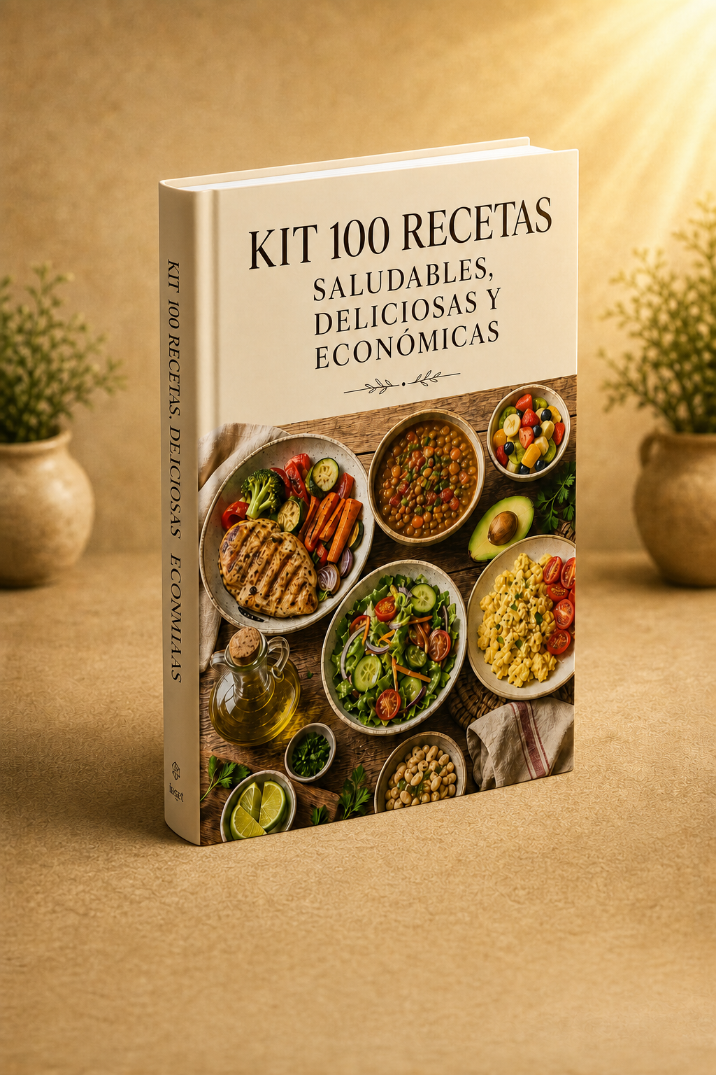 Kit de 100 Recetas Saludables, Deliciosas y Económicas — capa 3D